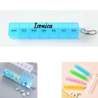 Portable Rectangular Seven-grid Weekly Medicine Box