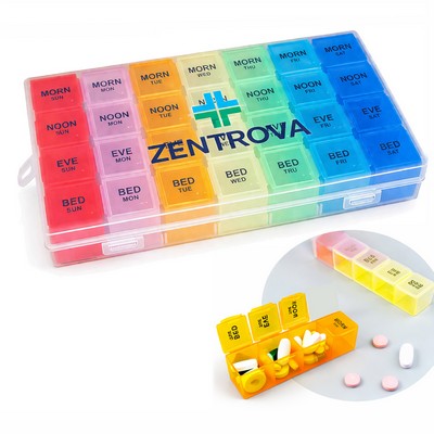 28 Compartment Weekly Pill Organizer with Removable Daily Cases